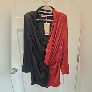 NWT Choosy Black & Sienna Colorblock Draped Shirt Dress – Size 10